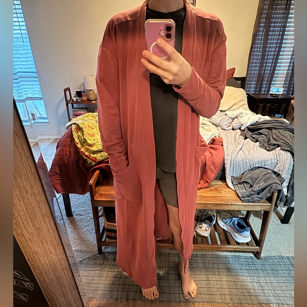 Free People Long Dusty Rose Pink Duster Robe